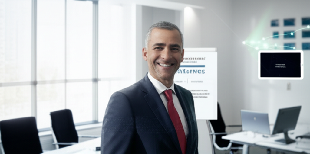 Confident personal injury attorney, symbolizing marketing success